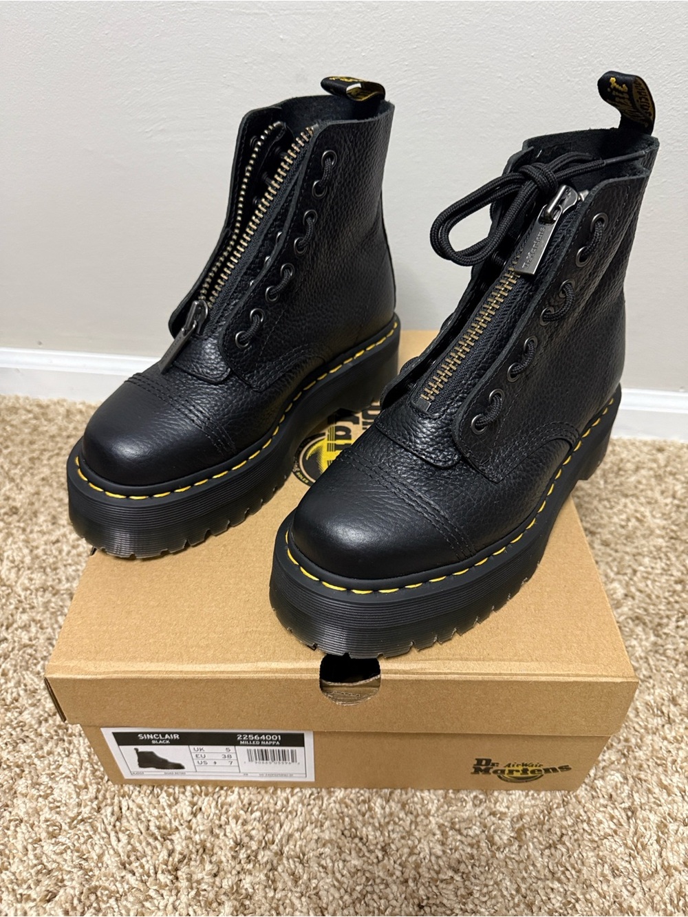 Dr. Martens Sinclair Black Nappa Leather Platform Ankle Boot